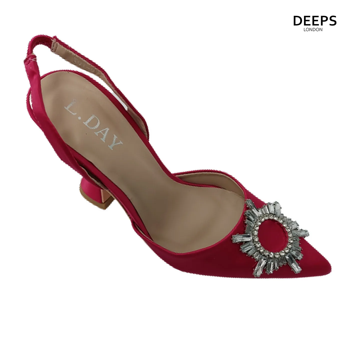 ALANDRA WOMEN'S SATIN DIAMANTE DETAIL COURT SHOES FUCHSIA