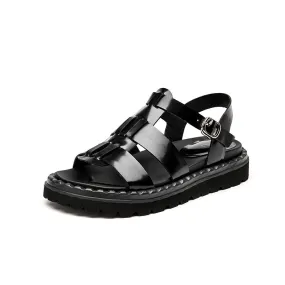 BeauToday Chunky Gladiator Leather Sandals for Women