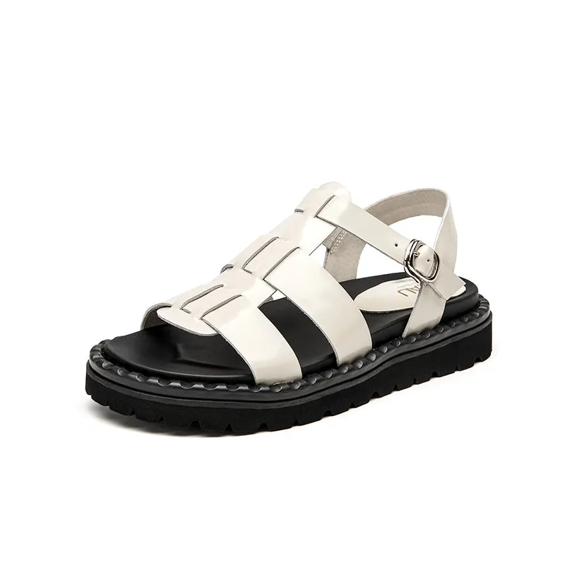 BeauToday Chunky Gladiator Leather Sandals for Women