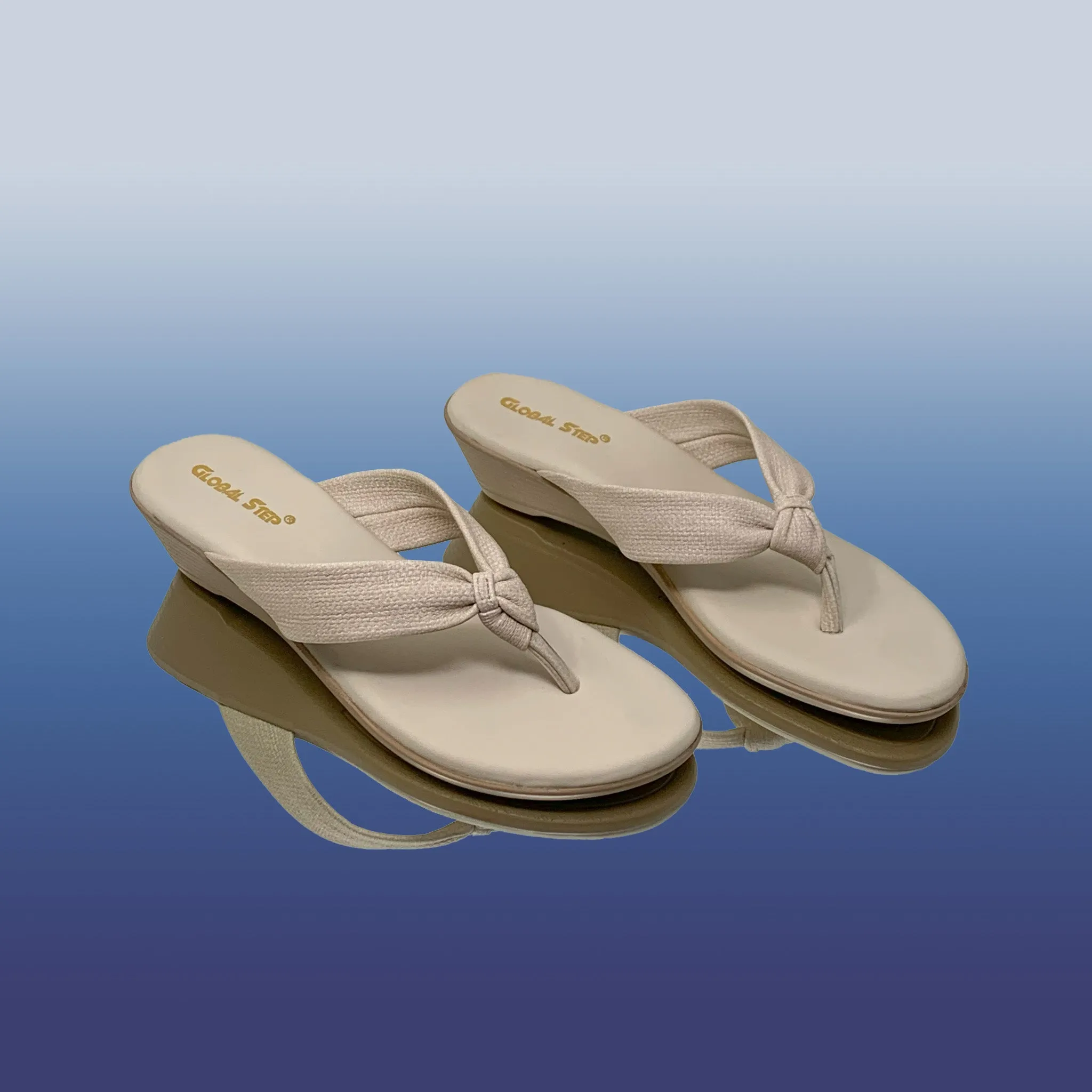 Beige Knotted Wedge Sandals