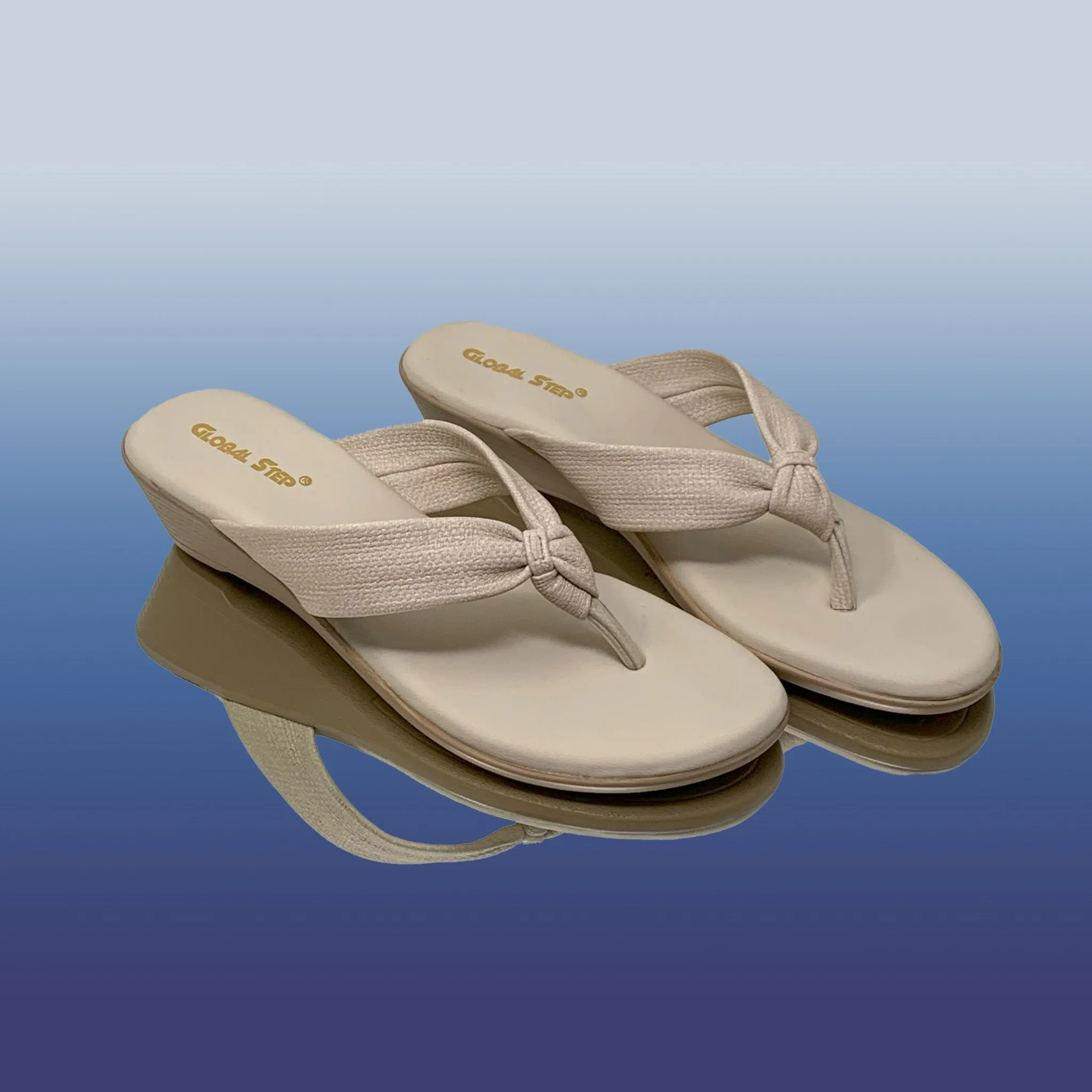 Beige Knotted Wedge Sandals