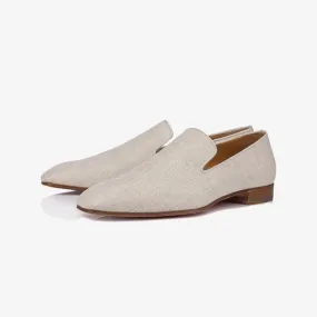 Beige Linen Loafers