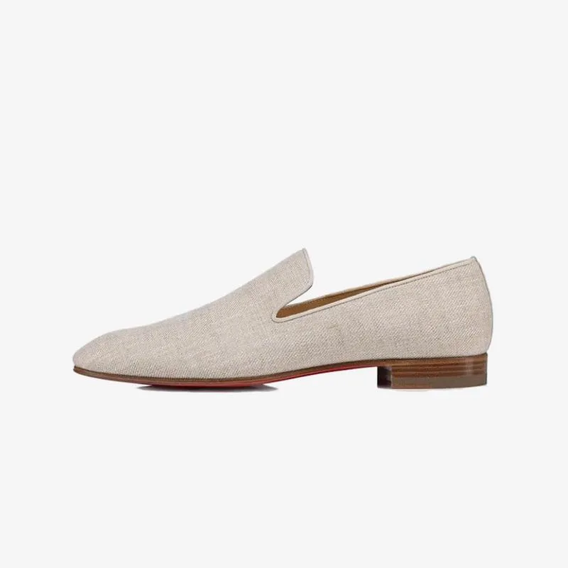 Beige Linen Loafers