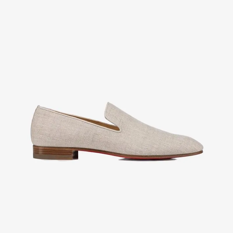 Beige Linen Loafers