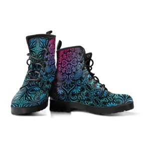 Bohemian Rainbow Women's Vegan Leather Combat Boots