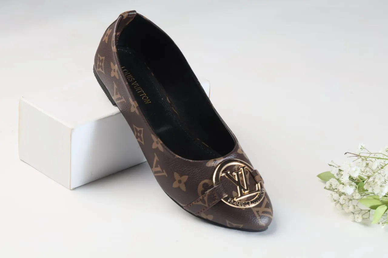 BROWN ALPHA FLAT PUMPS