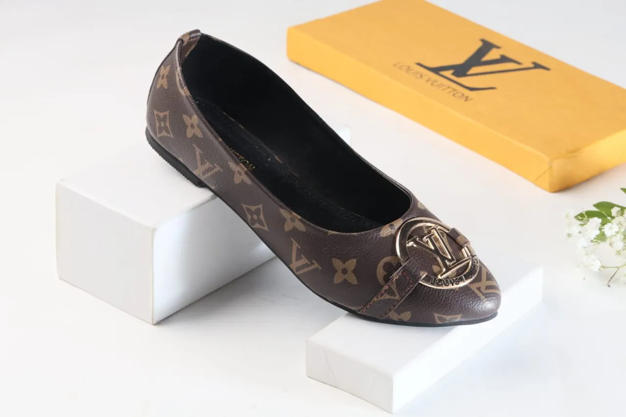 BROWN ALPHA FLAT PUMPS