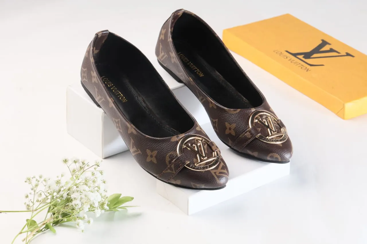 BROWN ALPHA FLAT PUMPS