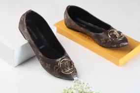 BROWN ALPHA FLAT PUMPS