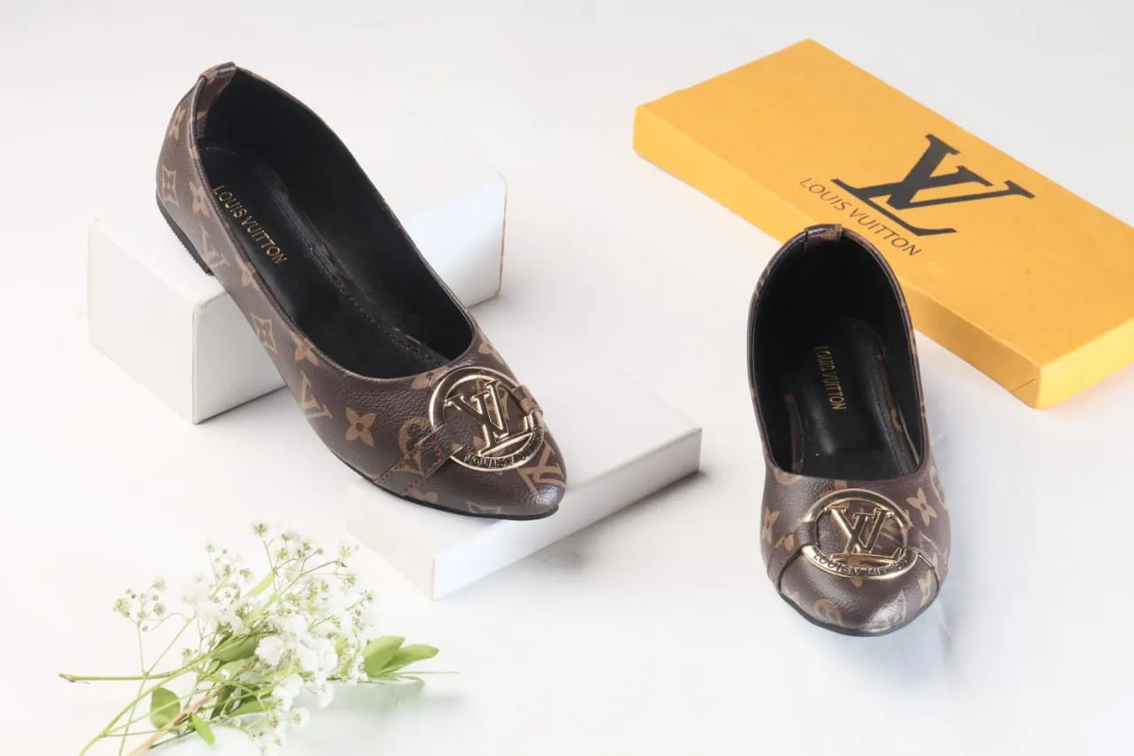BROWN ALPHA FLAT PUMPS