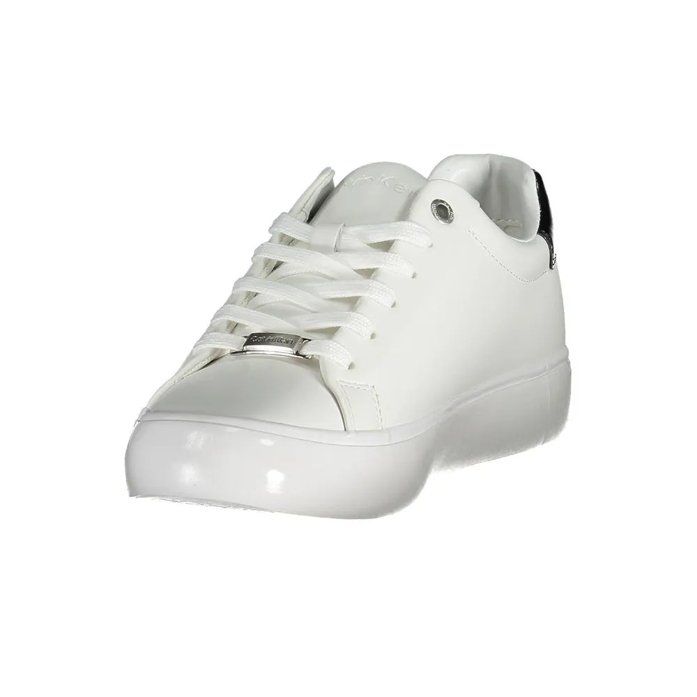 Calvin Klein Sleek White Contrasting Lace-up Sneakers
