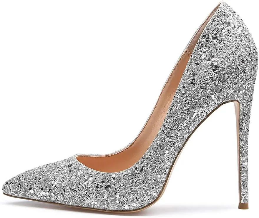 Castamere Women's High Heels Slip-On Pumps Pointy-Toe Elegant Stilettos Wedding Party Sexy Heel Shoes 12CM Heels Pump