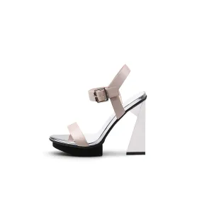 Classic Ankle Strap Triangular Skyscraper Heels
