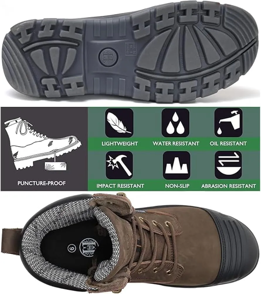 CONRAD Men's EH 6" Soft Toe/Composite Toe Slip Resistant Waterproof Anti-Puncture Work Boots, Durable & Breathable