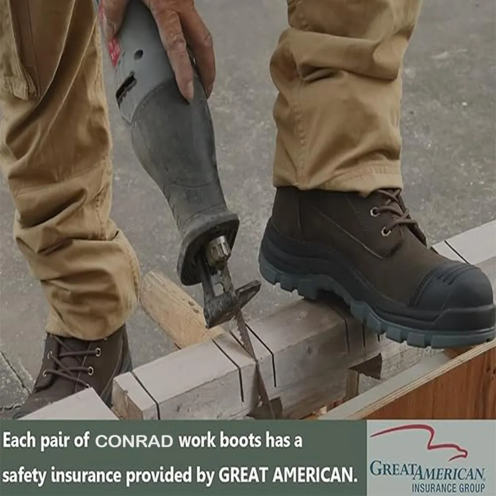 CONRAD Men's EH 6" Soft Toe/Composite Toe Slip Resistant Waterproof Anti-Puncture Work Boots, Durable & Breathable