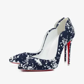 Elegant Blue Fabric Pumps