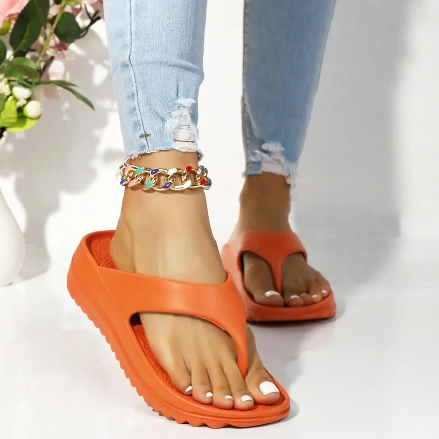 Flip Flops Comfort Beach Thong Sandals Indoor Outdoor Walking Sandals Flip Flops for Women with Arch Support
