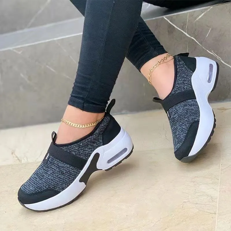 Flying Woven Elastic And Velcro Decoration Casual Sneakers - GlamzLife