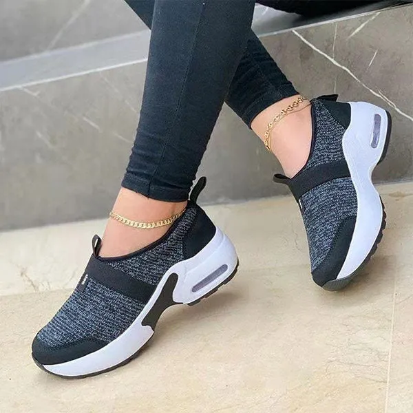 Flying Woven Elastic And Velcro Decoration Casual Sneakers - GlamzLife