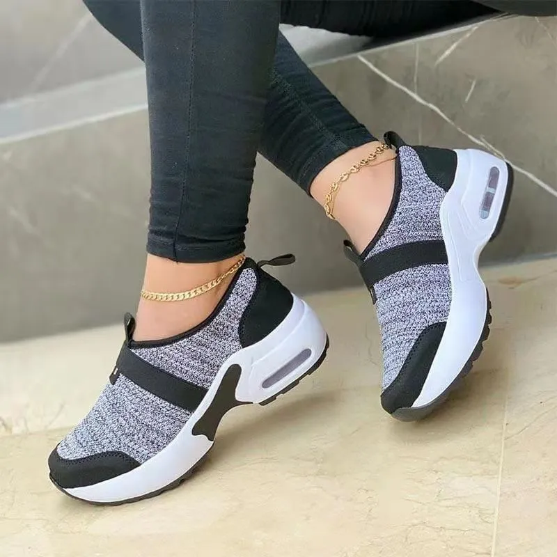 Flying Woven Elastic And Velcro Decoration Casual Sneakers - GlamzLife