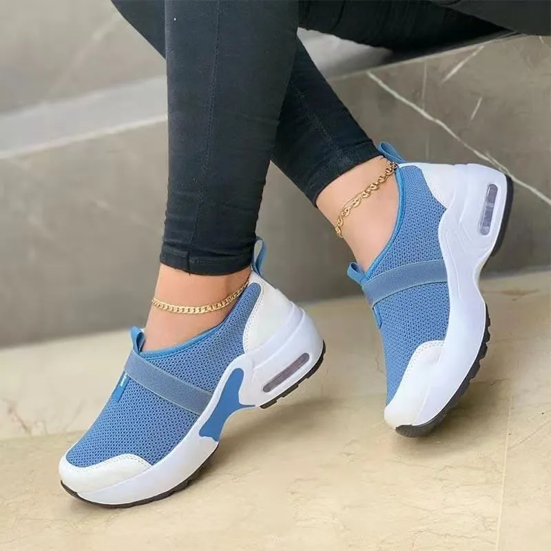 Flying Woven Elastic And Velcro Decoration Casual Sneakers - GlamzLife