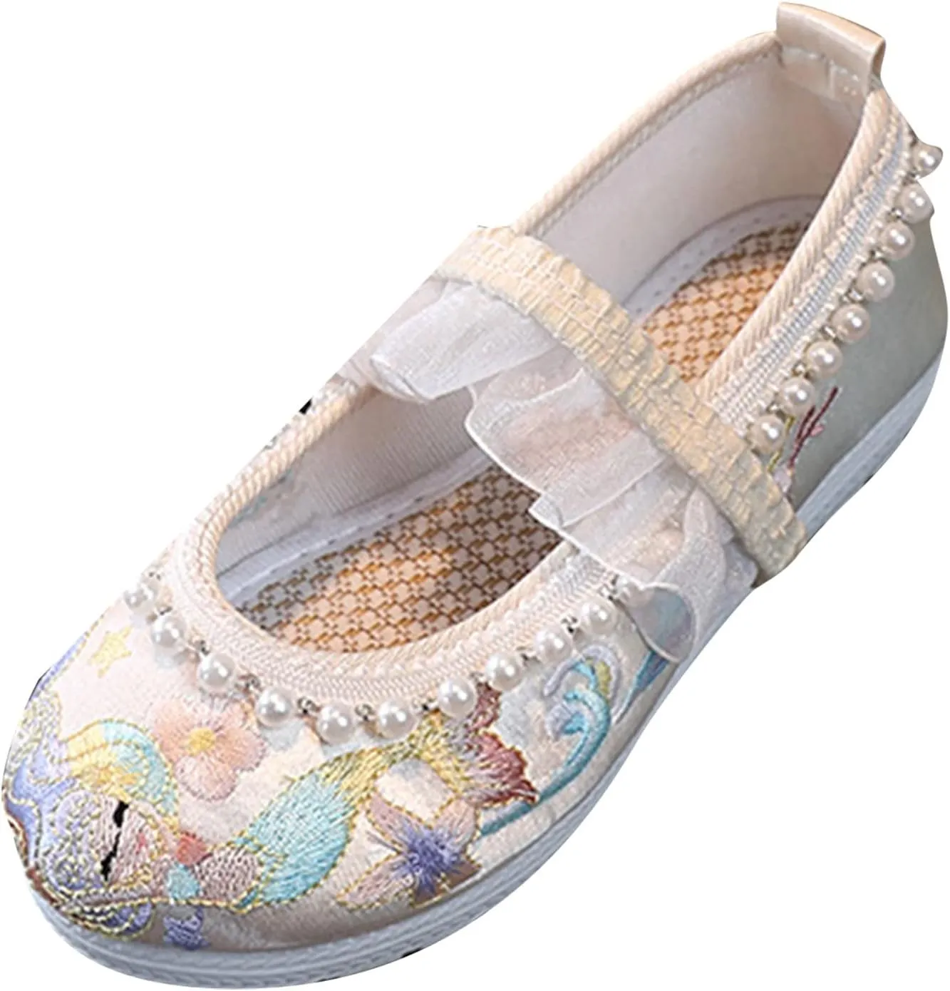 Girls Kids Pearl Princess Shoes Toddler Flat Wide Cr𝐢b Sandals Summer Outdoor Dress Loafers Cute Ankle Trendy Shoes