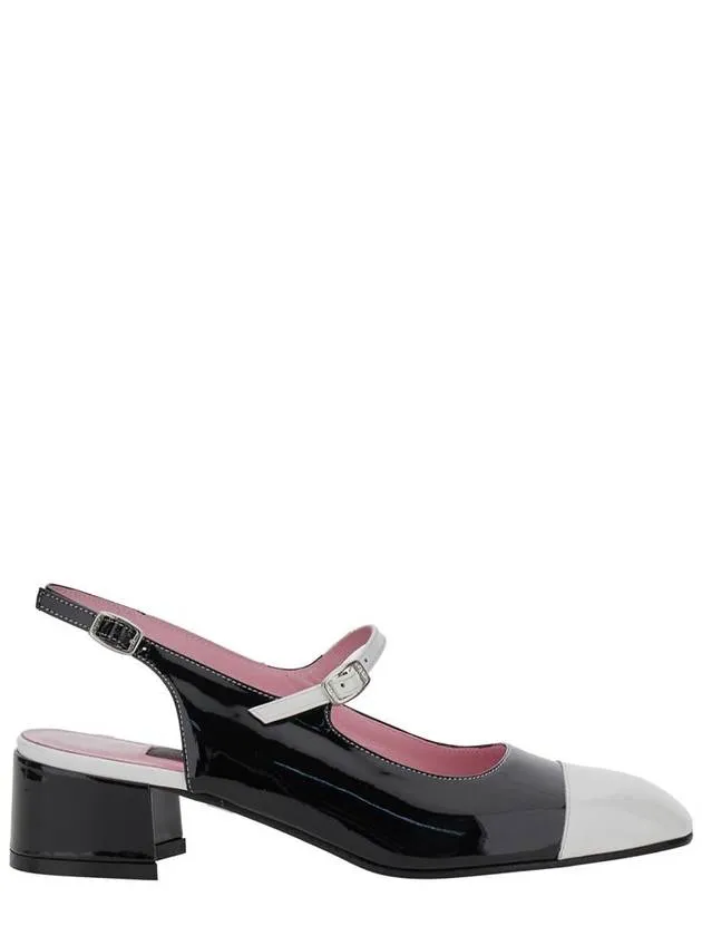 'Ischia' Black Slingback Pumps With Adjustable Strap In Patent Leather Woman