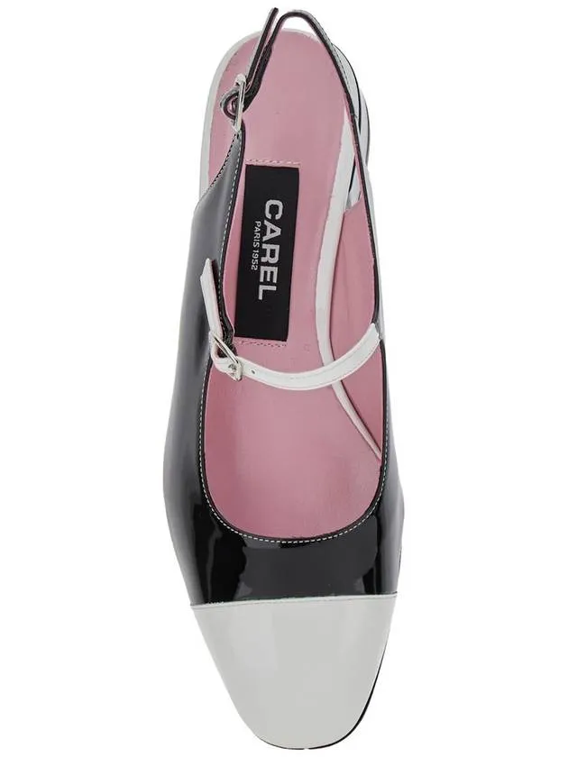 'Ischia' Black Slingback Pumps With Adjustable Strap In Patent Leather Woman