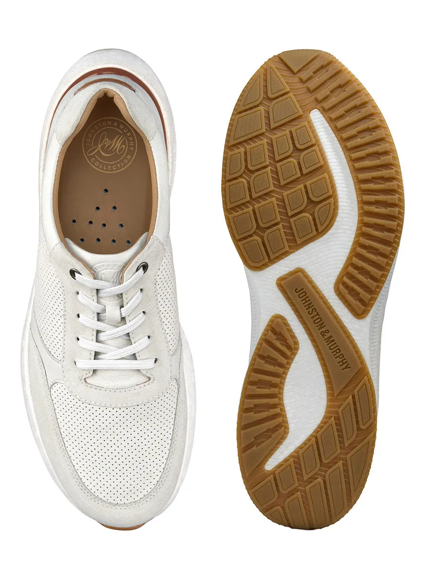 J & M Collection Briley Perfed Jogger in Ivory Full Grain
