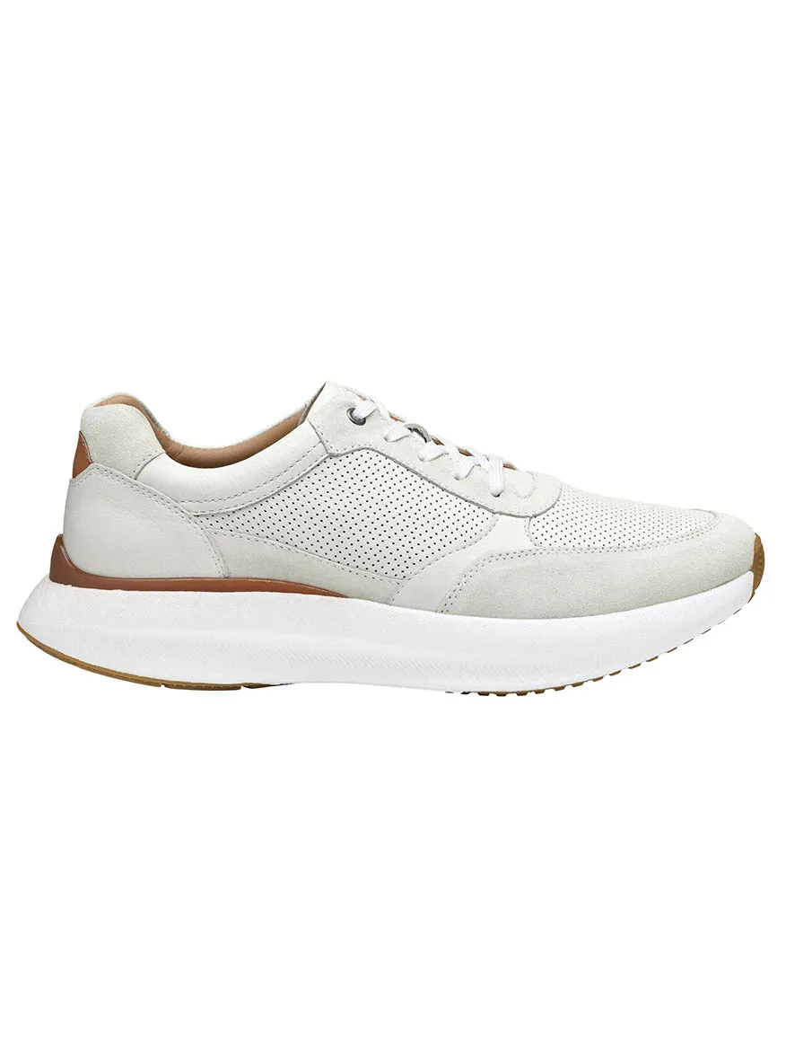 J & M Collection Briley Perfed Jogger in Ivory Full Grain