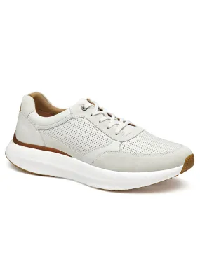 J & M Collection Briley Perfed Jogger in Ivory Full Grain