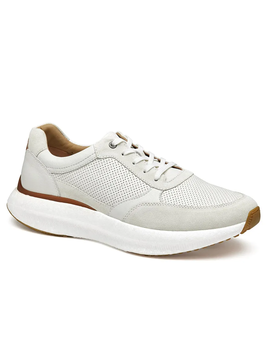 J & M Collection Briley Perfed Jogger in Ivory Full Grain