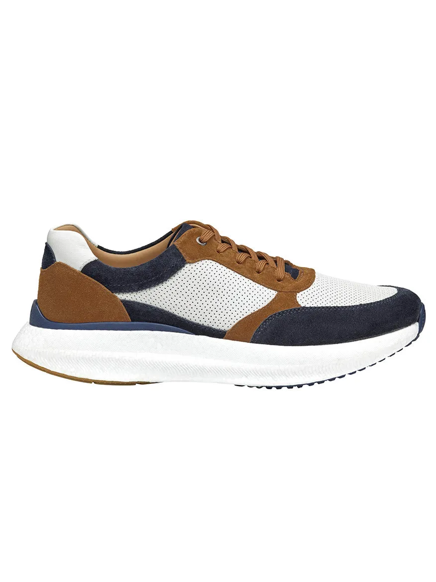 J & M Collection Briley Perfed Jogger in Navy Multi Suede/Full Grain