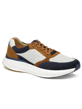 J & M Collection Briley Perfed Jogger in Navy Multi Suede/Full Grain