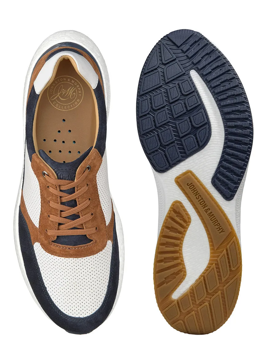 J & M Collection Briley Perfed Jogger in Navy Multi Suede/Full Grain