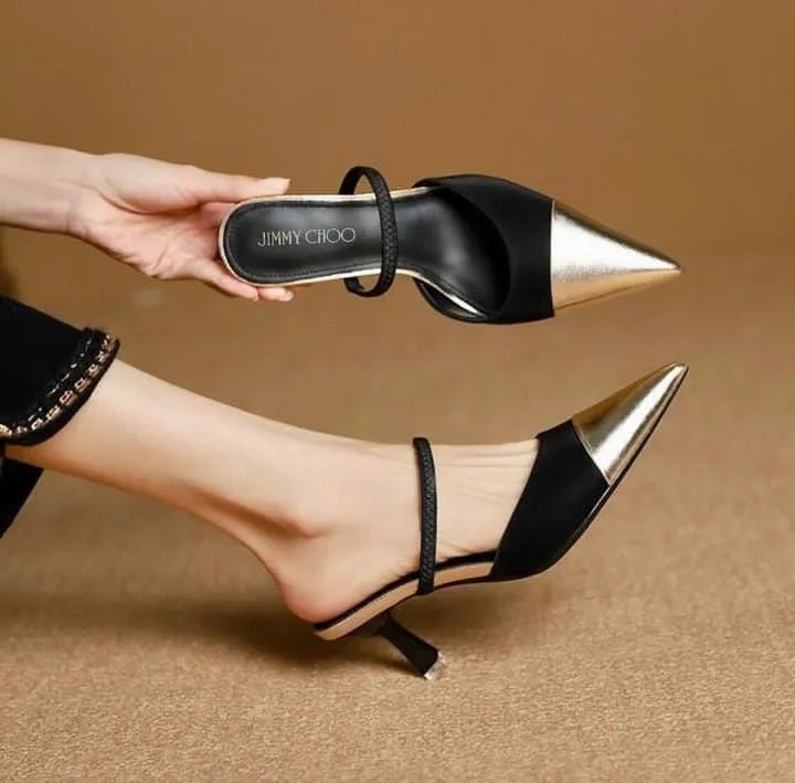 JIMMY CHOO WOMEN KITTEN HEEL - GOLD