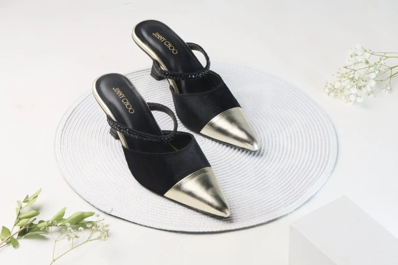 JIMMY CHOO WOMEN KITTEN HEEL - GOLD