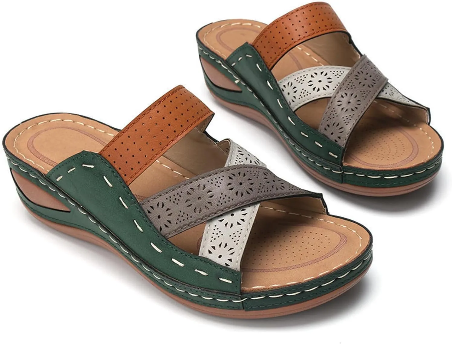 Ladmiple Sandals Women 2023 Trendy Floral Orthopedic Flip Flops with Arch Support Slippers Casual Roman Open Toe Sandal