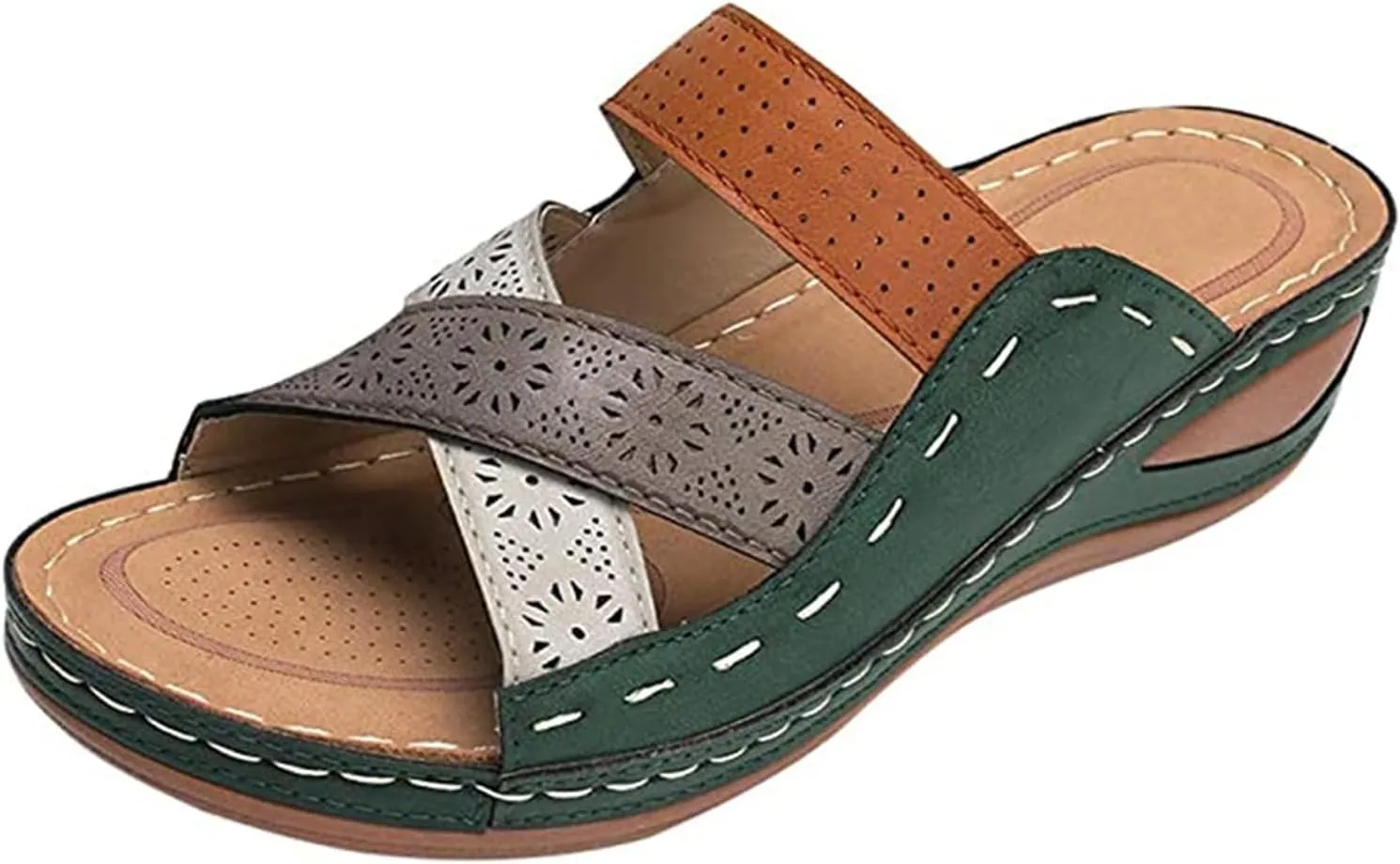 Ladmiple Sandals Women 2023 Trendy Floral Orthopedic Flip Flops with Arch Support Slippers Casual Roman Open Toe Sandal