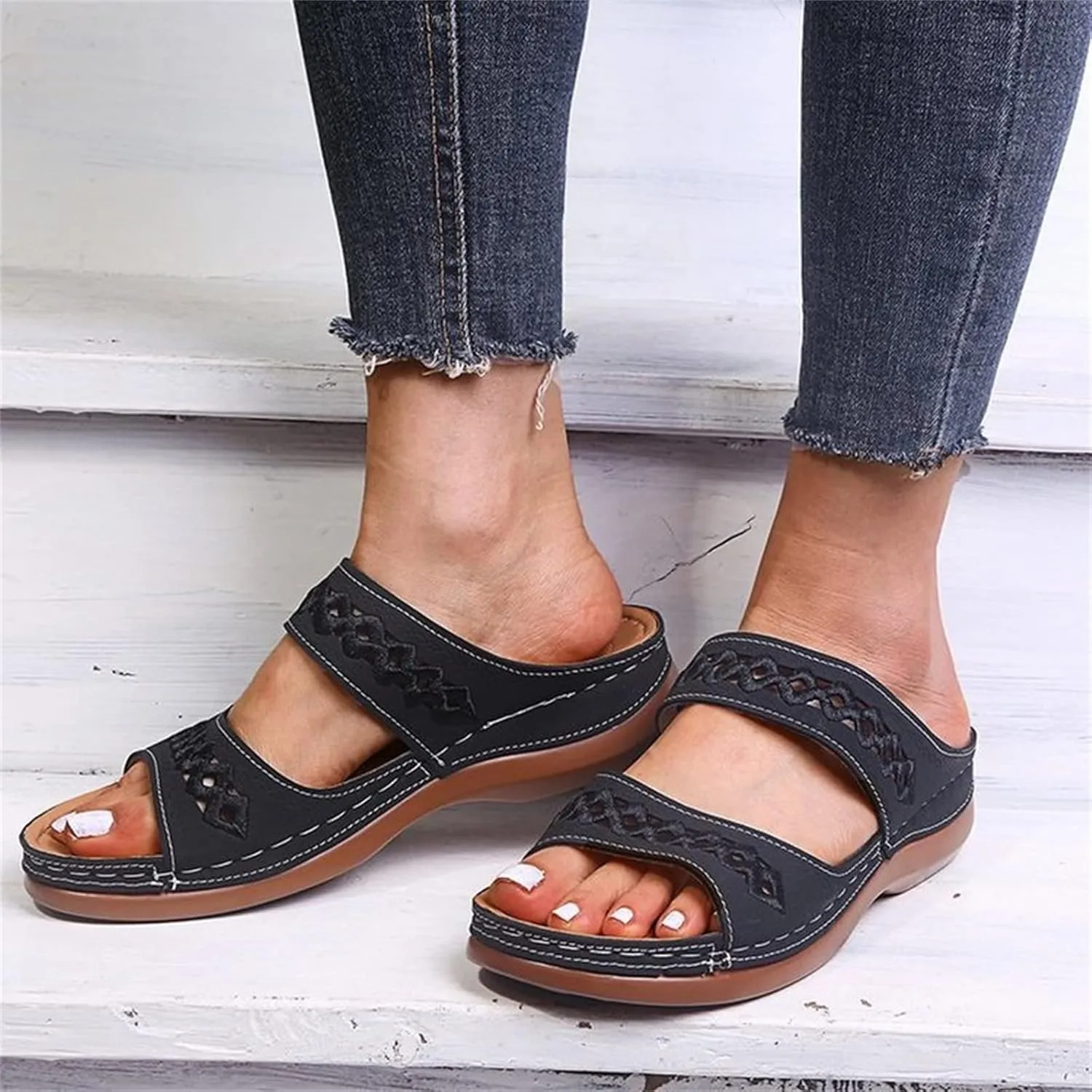 Ladmiple Summer Sandals For Women 2023 Trendy Dressy Orthotic Flip Flops Orthopedic Slippers Slides with Arch Support