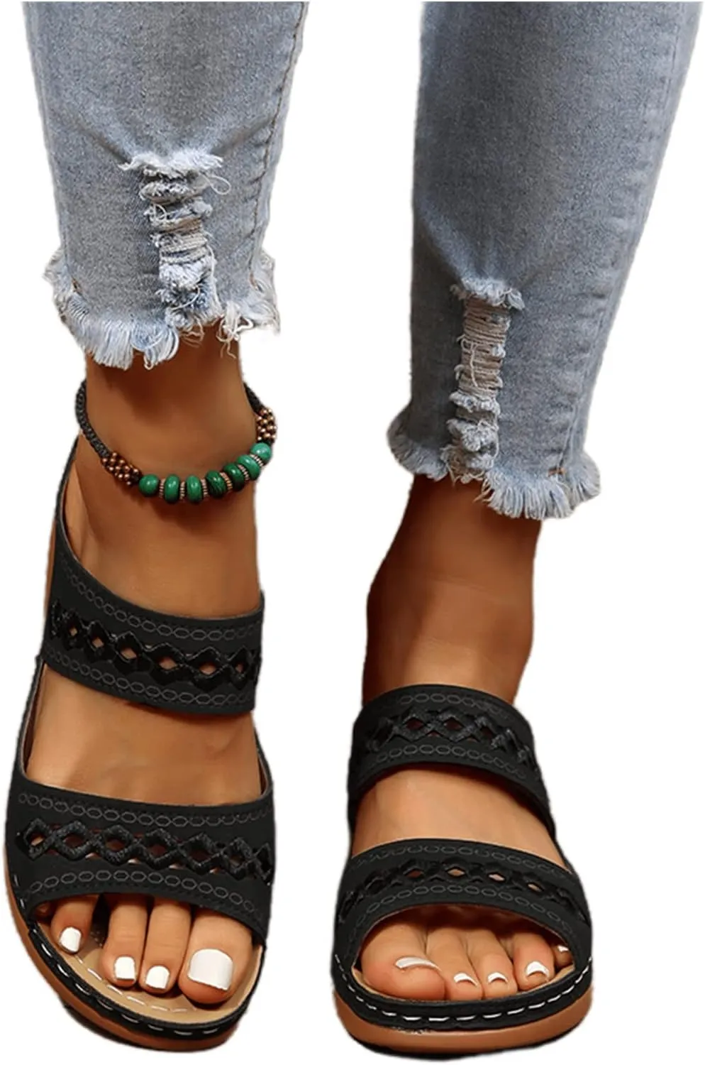 Ladmiple Summer Sandals For Women 2023 Trendy Dressy Orthotic Flip Flops Orthopedic Slippers Slides with Arch Support