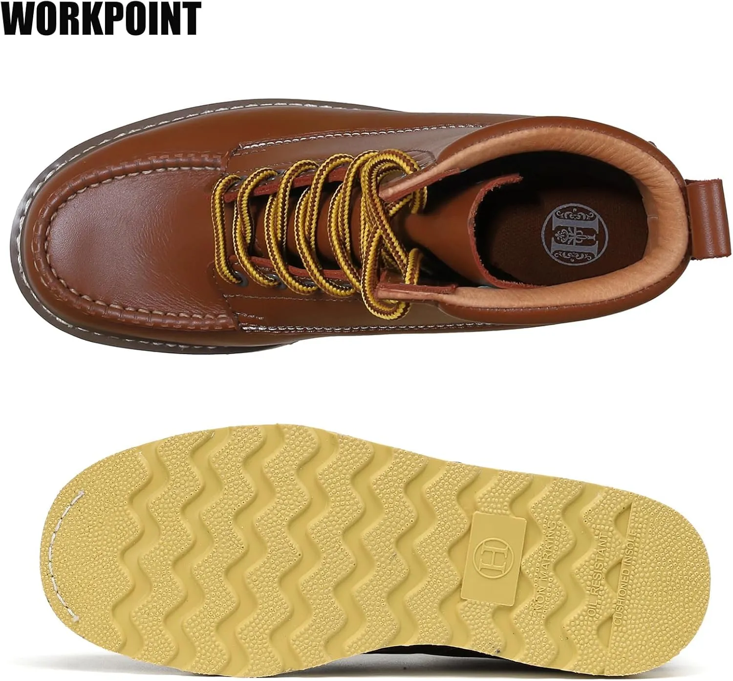 Men's Soft Toe SureTrack Waterproof Non-Slip oil Breathable Durable Wedge Outsole 8" Brown Work Boots