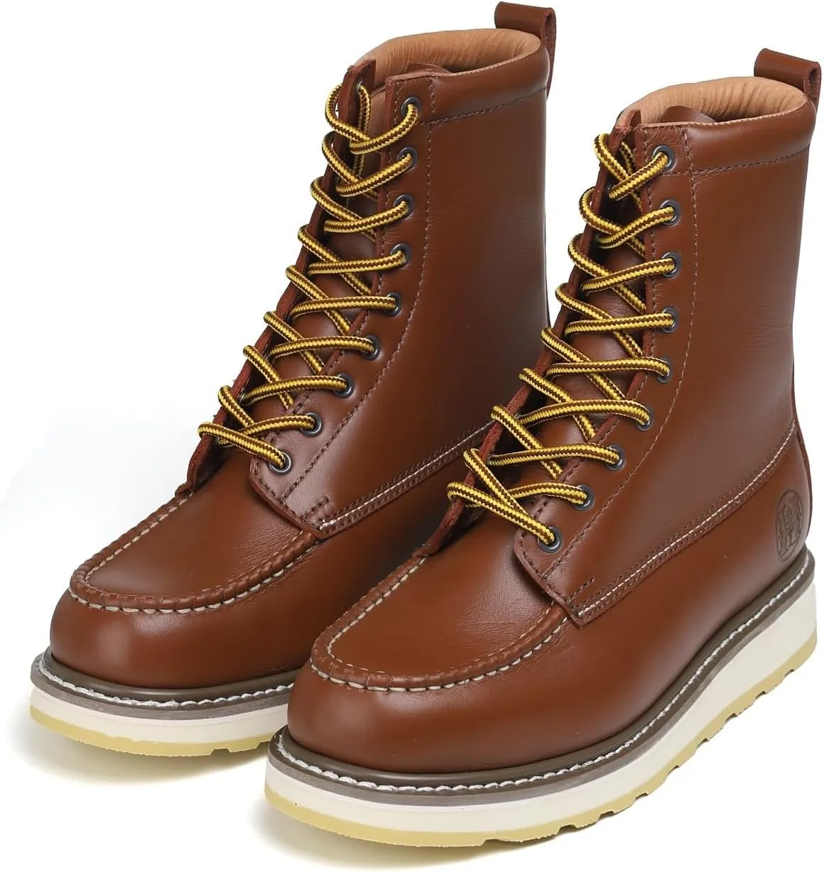 Men's Soft Toe SureTrack Waterproof Non-Slip oil Breathable Durable Wedge Outsole 8" Brown Work Boots