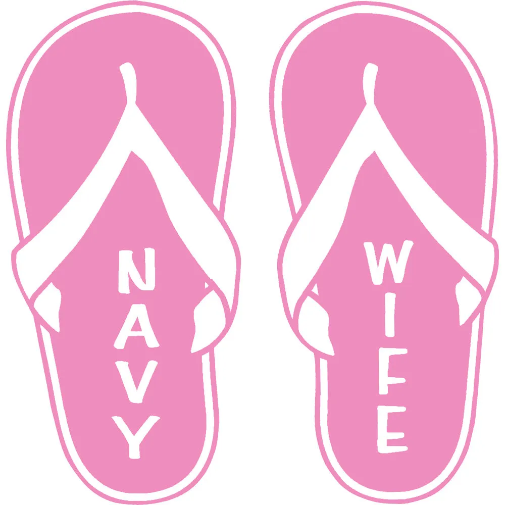 Navy Wife Pink Flip Flops 4" Vinyl Transfer