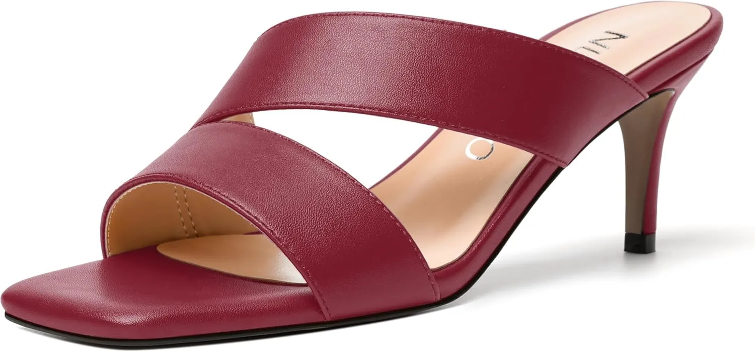 NUMALEO Womens Matte Slip On Party Open Toe Casual stylish Stiletto Mid Heel Heeled Sandals 2.5 Inch