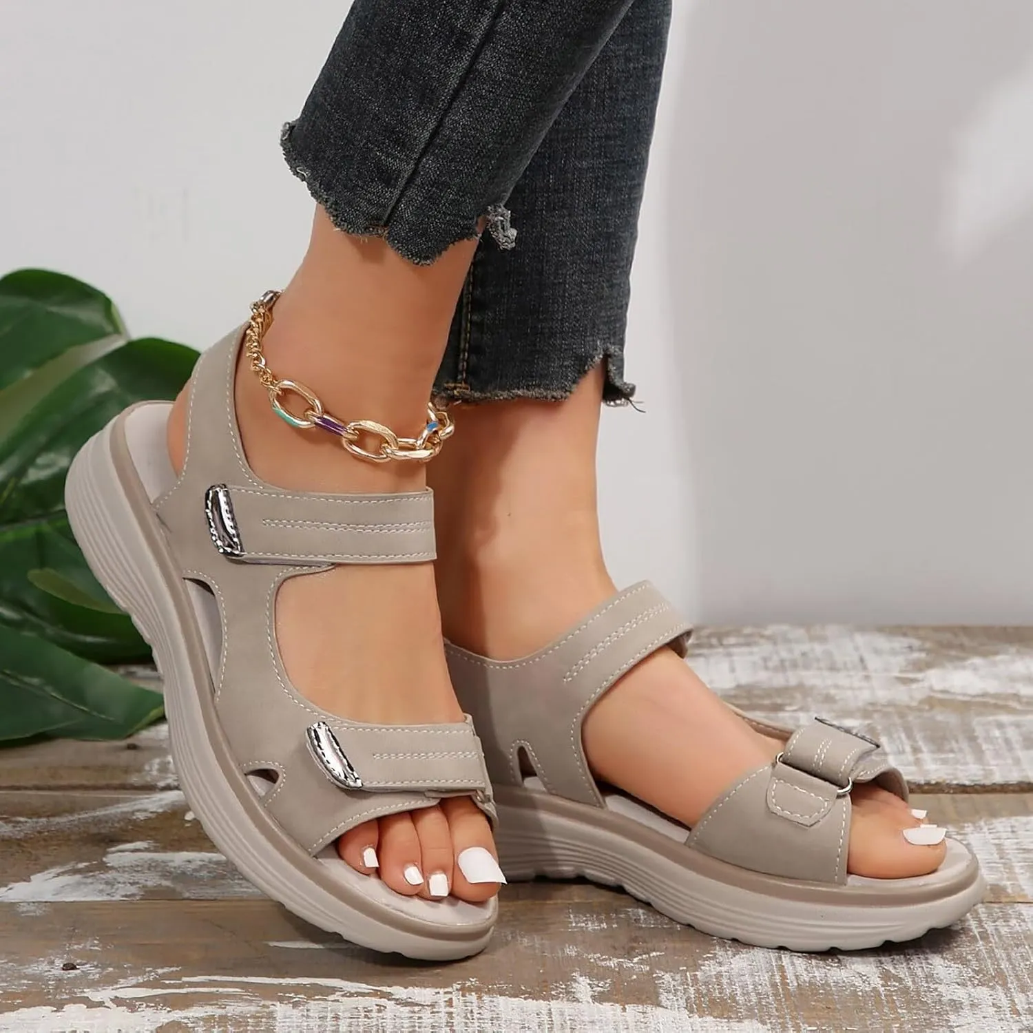 Orthopedic Sandals for Women 2025 Trendy Comfortable Womens Wedge Sandal Summer Casual Arch Support Slip On Shoes