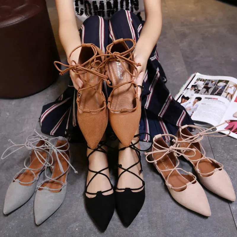 Paulie Faux Suede Lace Up Flats