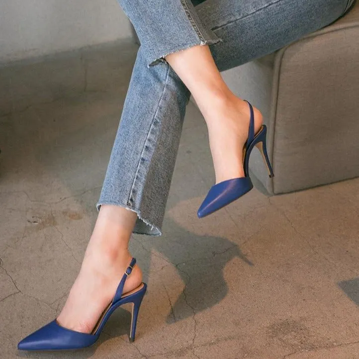 Pointed closed toe slingback stiletto heels elegant summer heels