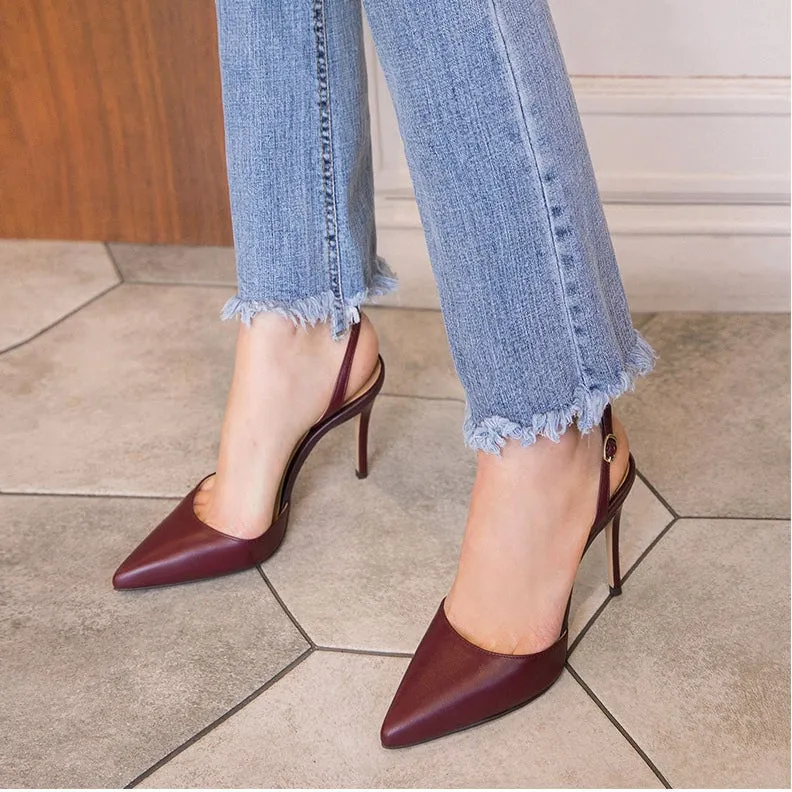 Pointed closed toe slingback stiletto heels elegant summer heels