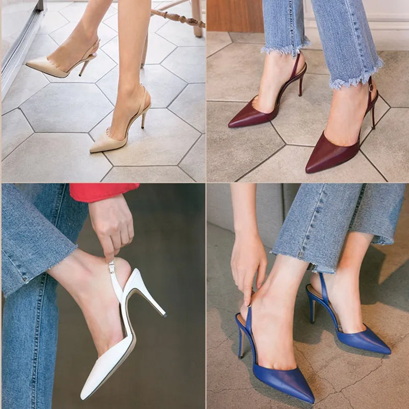 Pointed closed toe slingback stiletto heels elegant summer heels